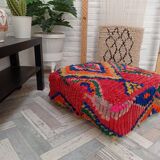 Handmade Berber pouf in wool 60 X 60 X 20 CM