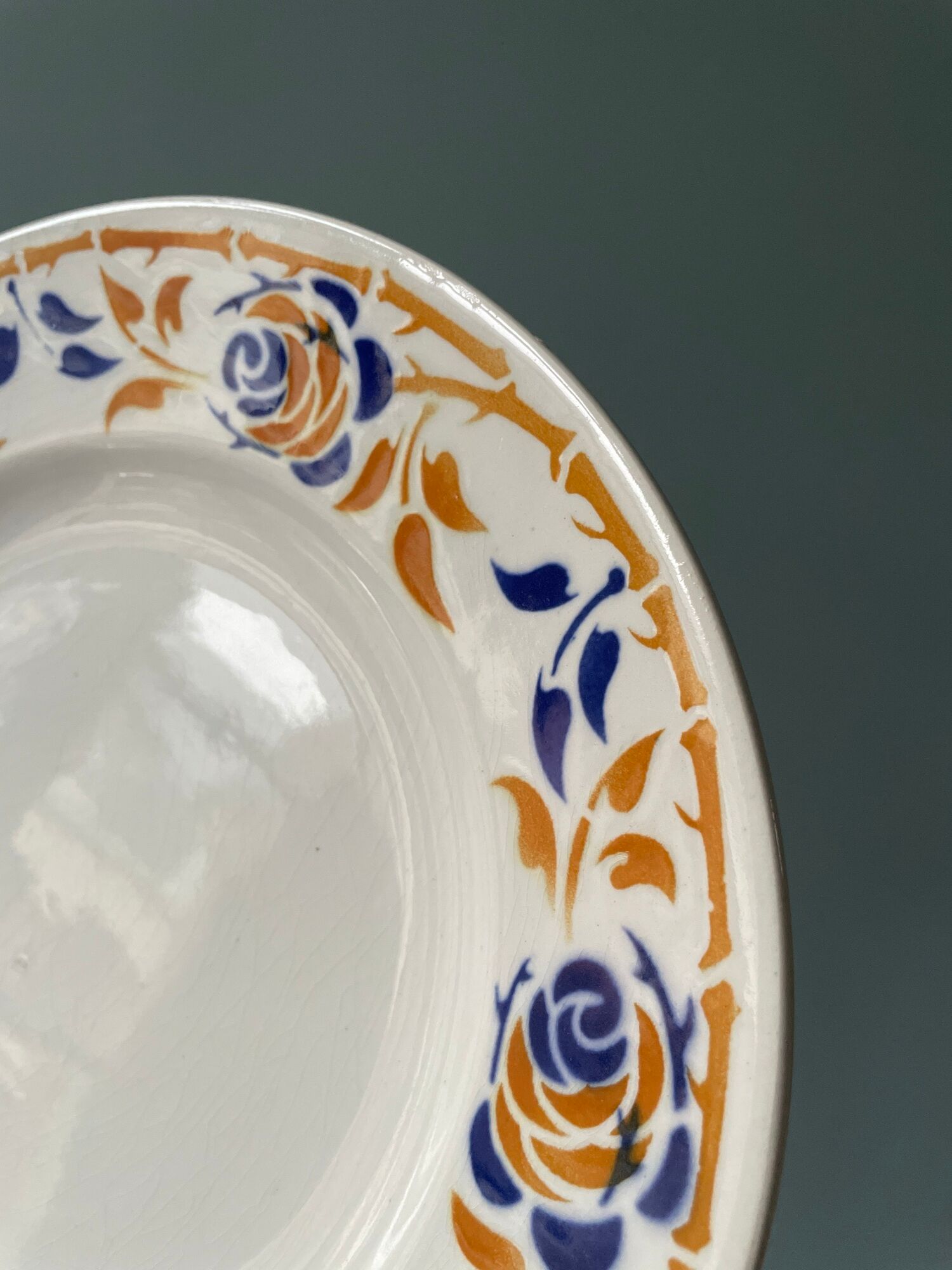 Set of 9 flat earthenware plates Terre de Fer Moulin des Loups, model "Dijon"