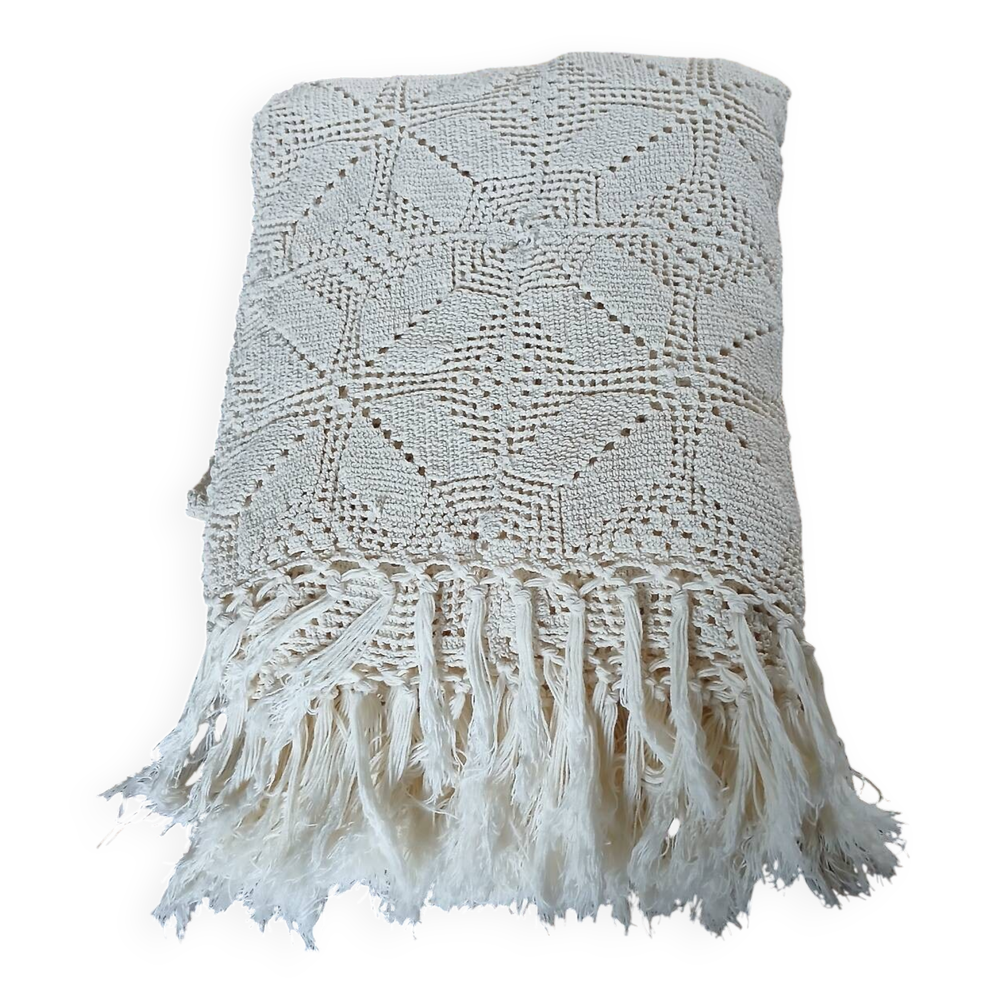 Plaid ancien en crochet fait main