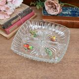 Plateau apéritif vintage en verre compartimenté années 1950