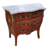 Louis xv style marble top marquetry chest of drawers