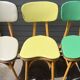 Suite 5 chaises bistrot chêne claire vernis (baumann) pied compas