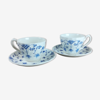 2 cups & saucers faience english