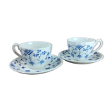 2 cups & saucers faience english