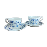 2 cups & saucers faience english