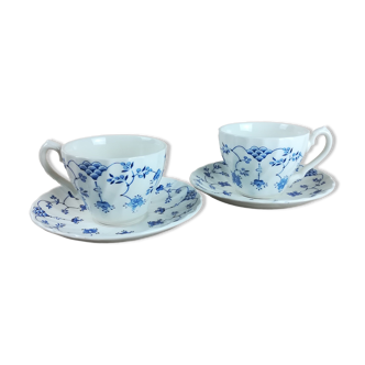 2 cups & saucers faience english