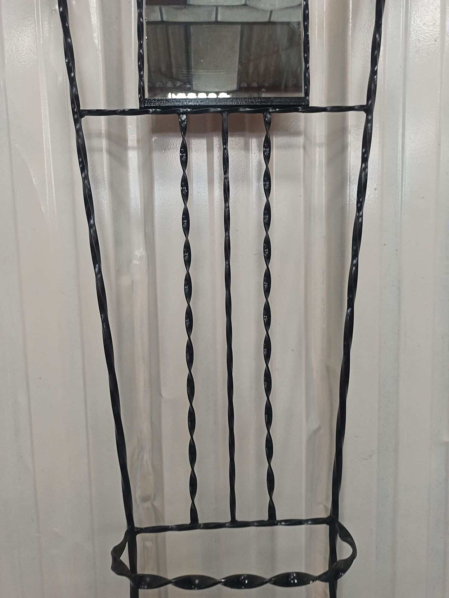 Iron cloakroom wall-mounted port multicolored balls mirror door umbrellas hats circa 50