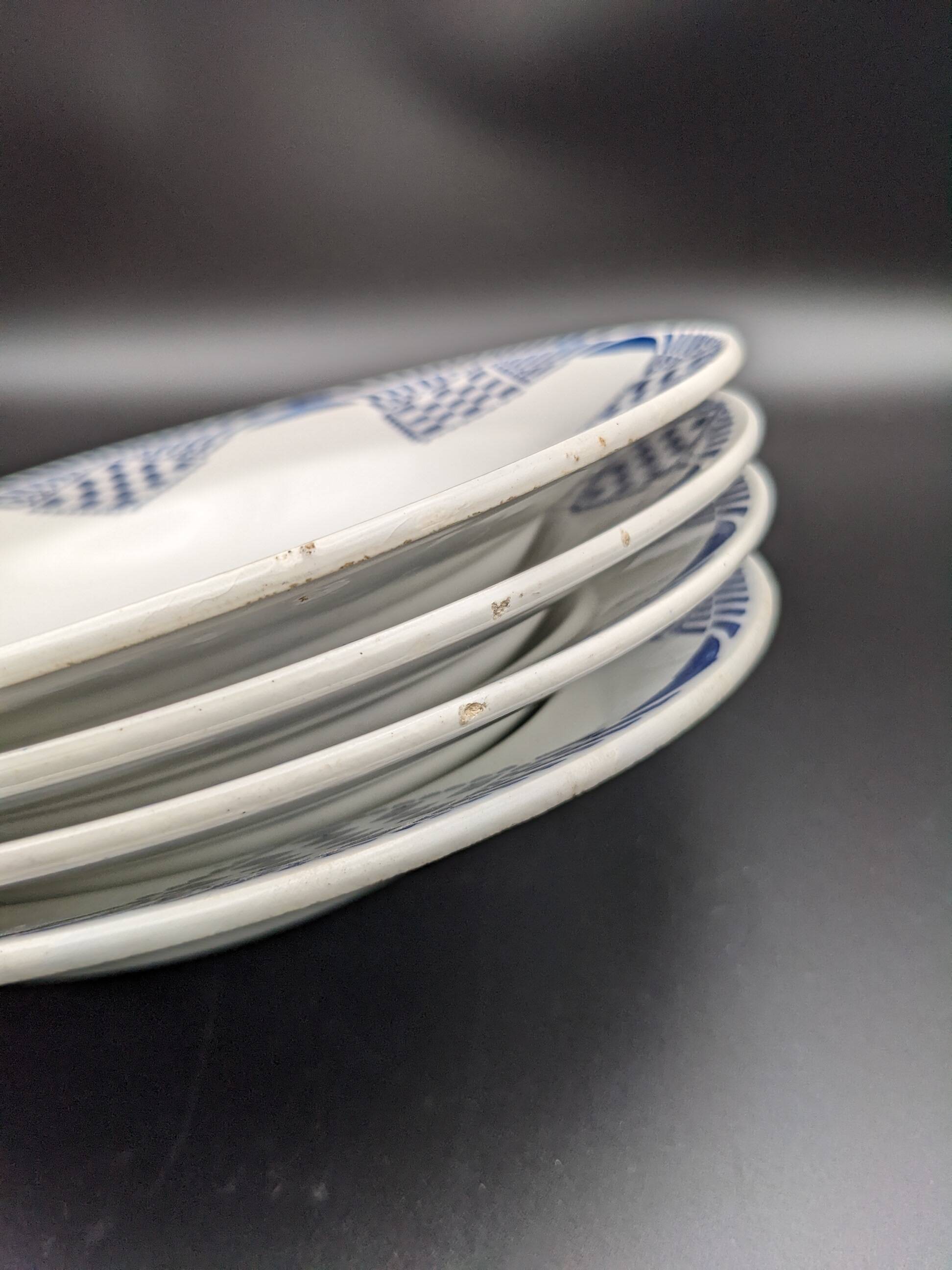 Set of 4 hollow plates Moulin des loups Orchies Hamage model Pantin vintage