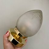 Lampe à poser globe vintage art déco en verre dépoli