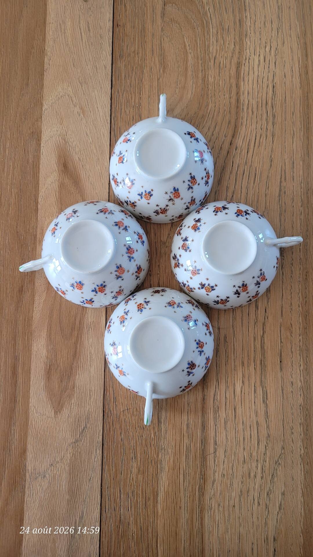 4 antique fine porcelain cups