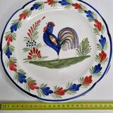 Pair of Henriot Quimper flat plates decorated with rooster and flowers