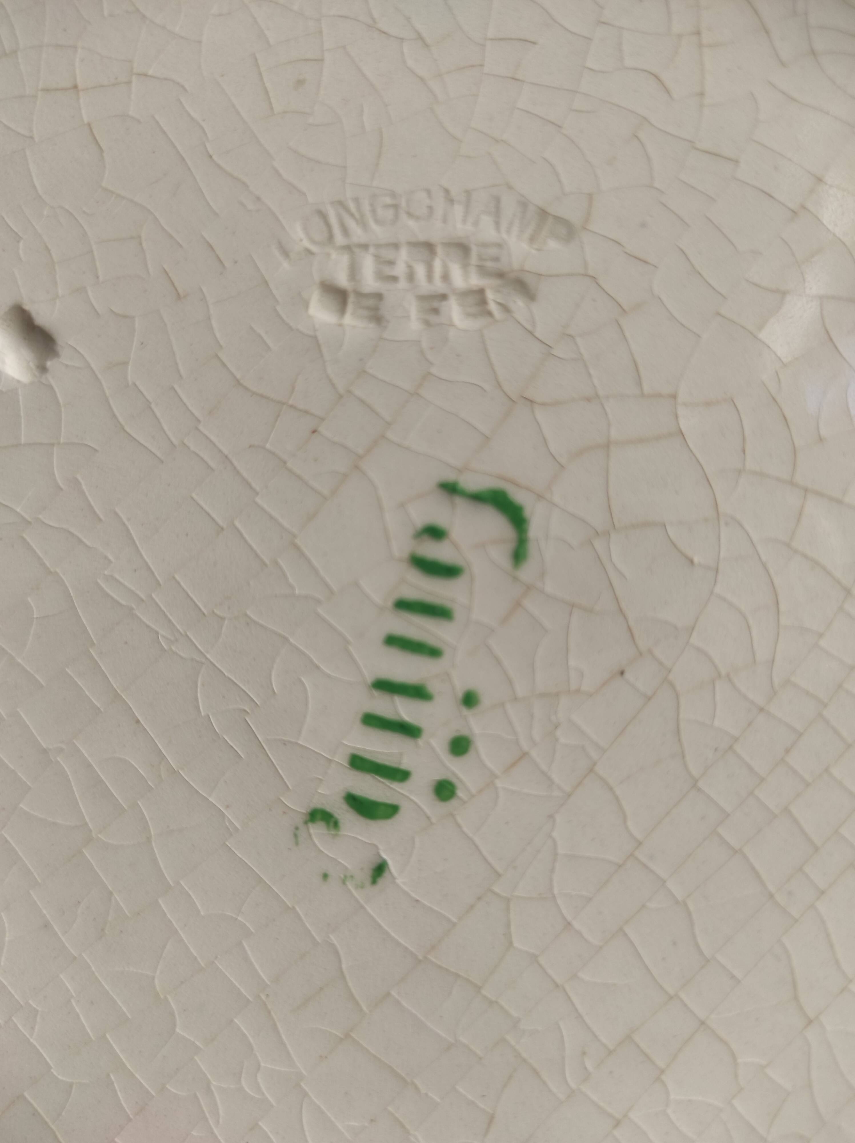 French vintage set of 4 plates, sauce boat and platter, from Longchamps, Cannes model