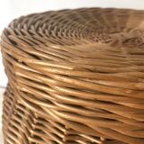 Rattan storage pouf 60s -70s
