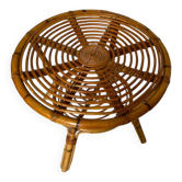 Vintage round rattan coffee table
