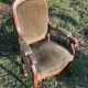 Antique Voltaire armchair in wood and green velvet Louis Philippe