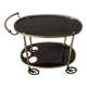 Vintage brass and dark wood serving trolley – 1960s
