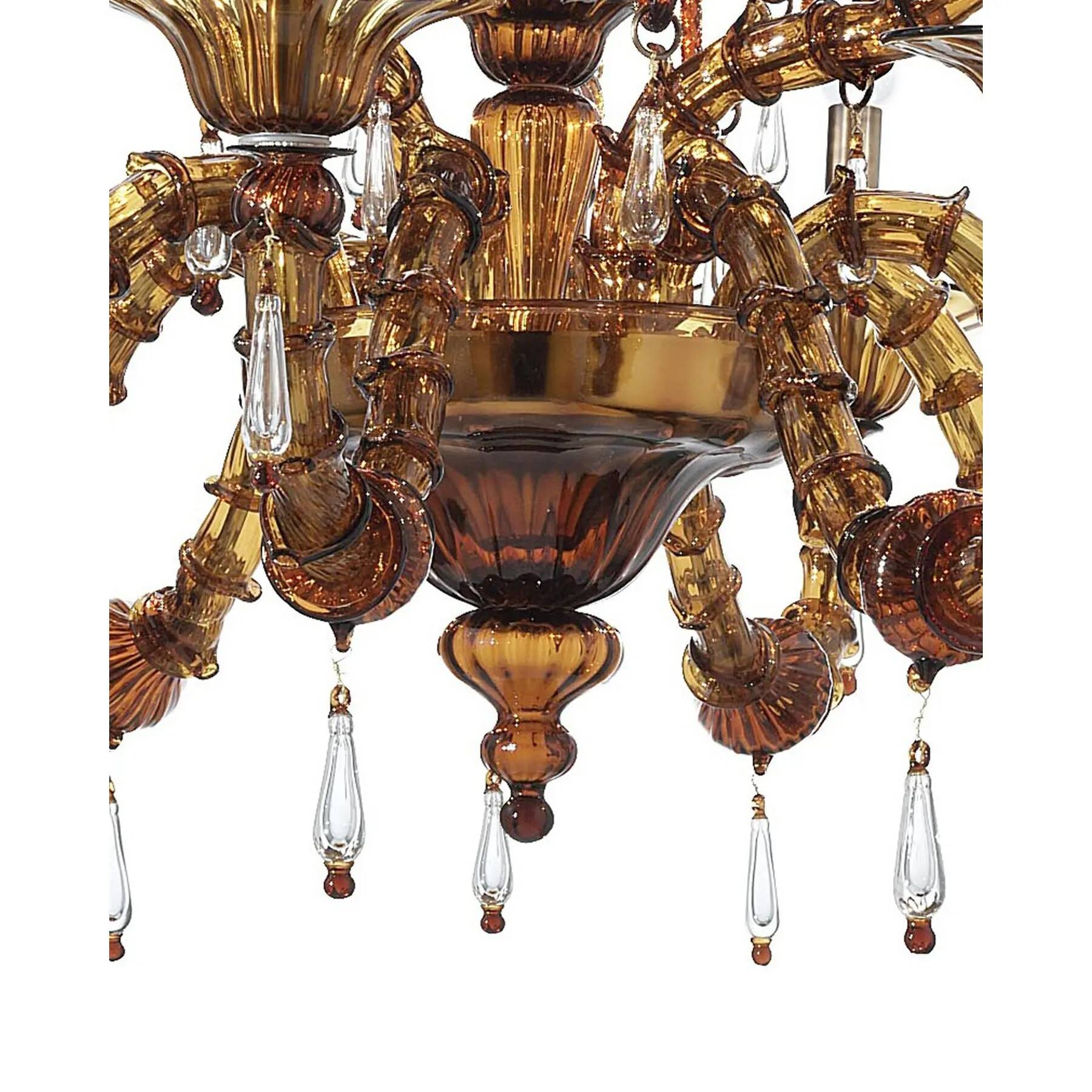 Imperial Venetian Modern Brown "Ca' Rezzonico" With Curls Murano Glass Chan