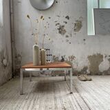 Walnut and modernist chrome coffee table