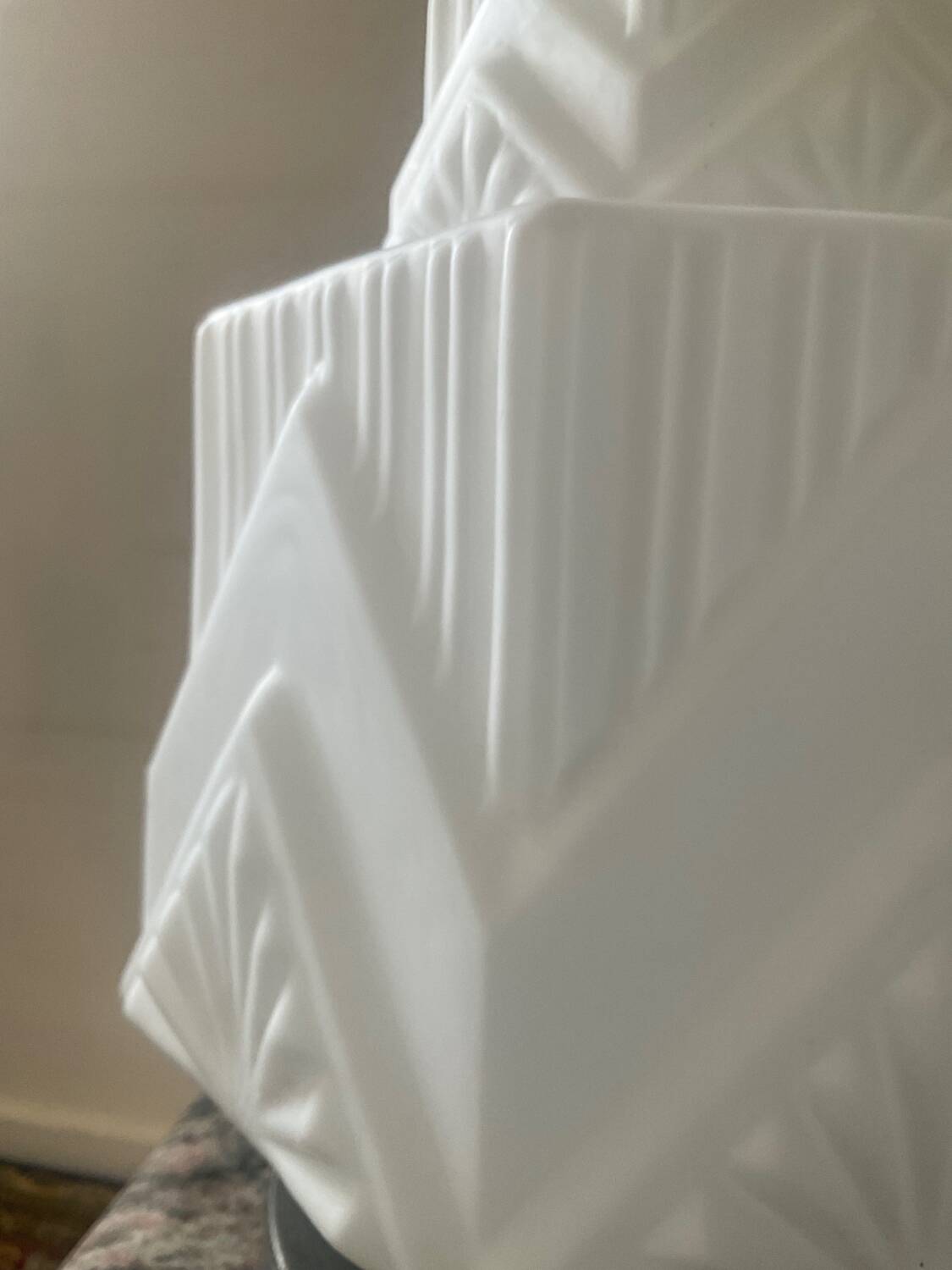 Art Deco Skycrapper ceiling light in opaline glass