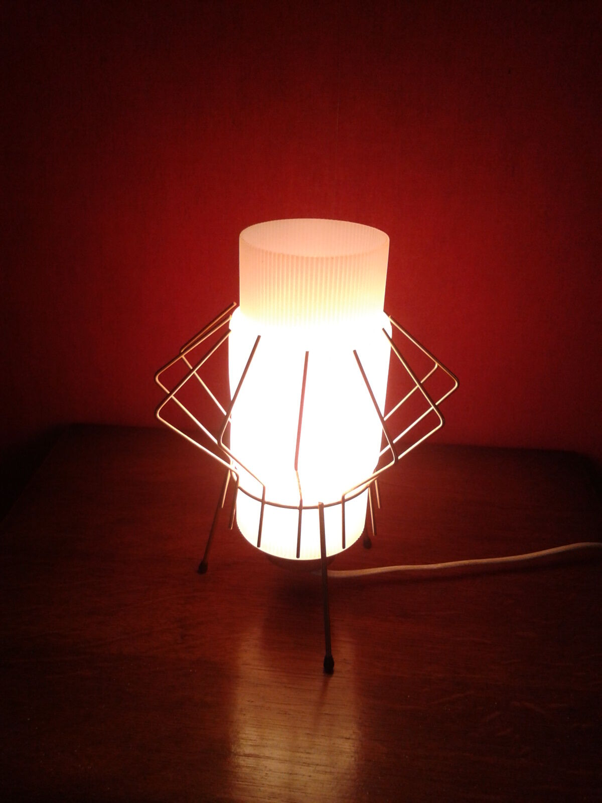 Cage vintage tripod lamp brass