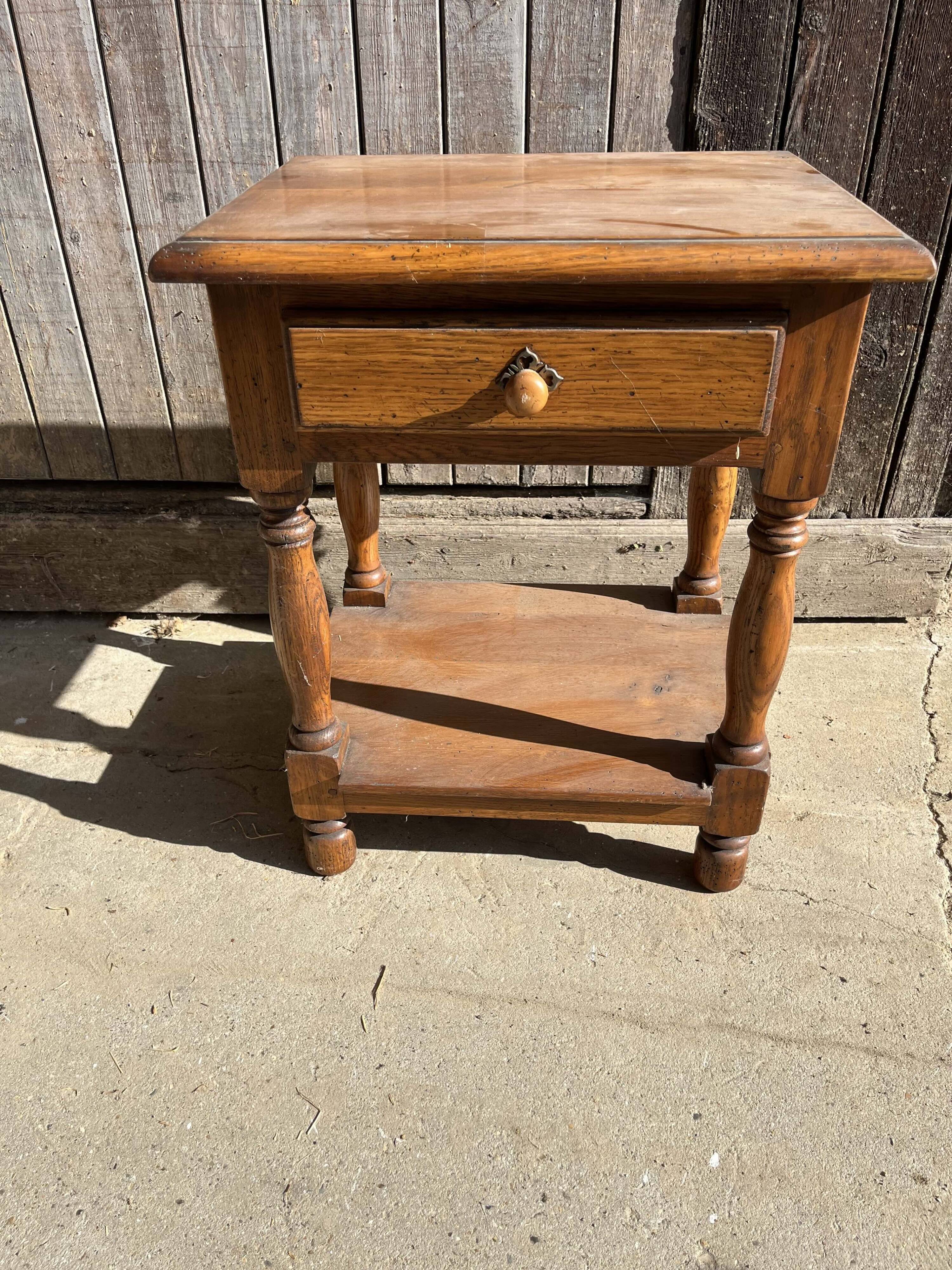 Solid oak bedside table