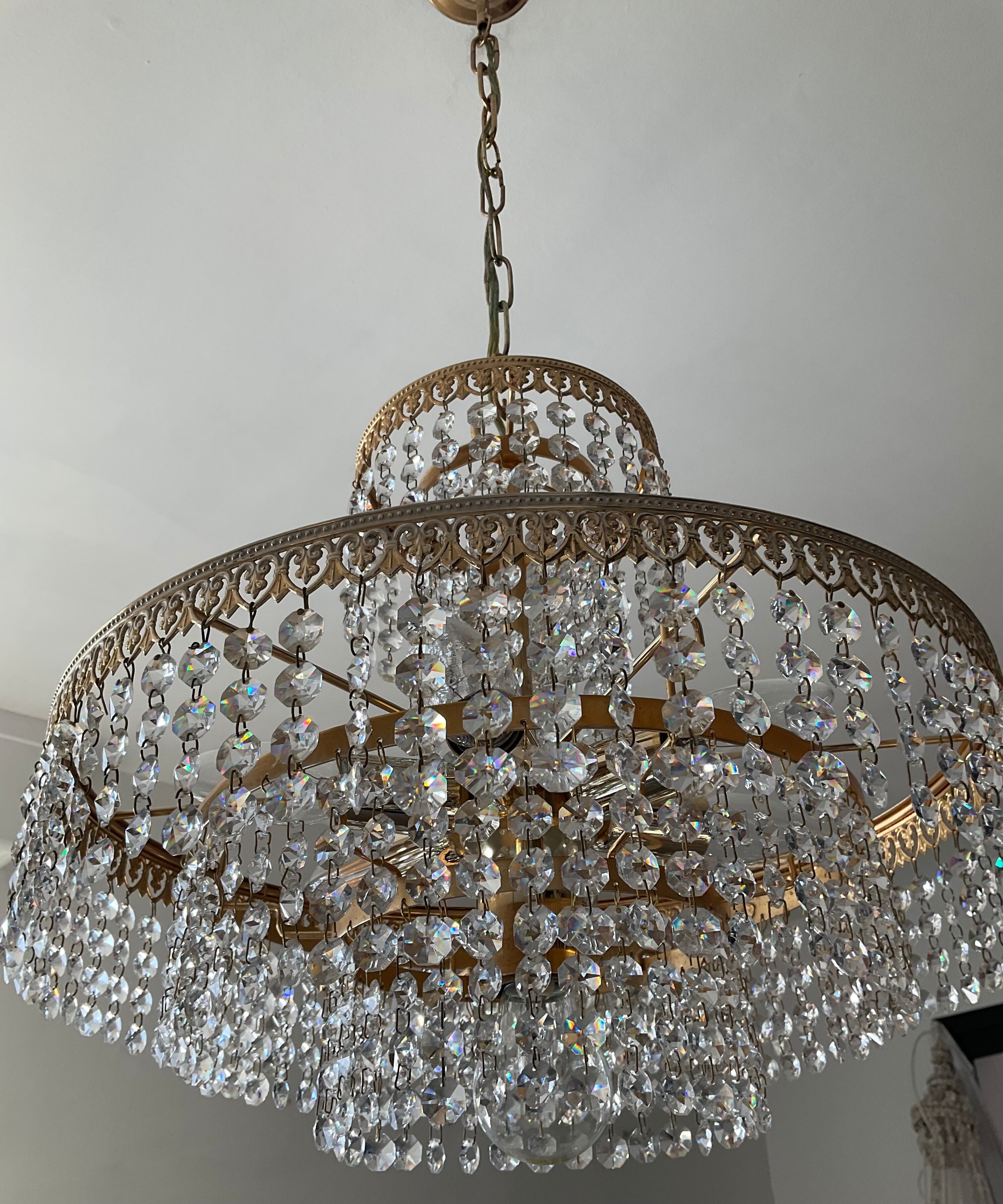 Crystal grapevine waterfall chandelier