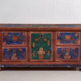 Coffre ancien peint à la main avec des motifs floraux (Année 1907) #100