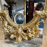Mirror With Putti In Golden Wood From Napoleon III Period 1m96 X 1m33
