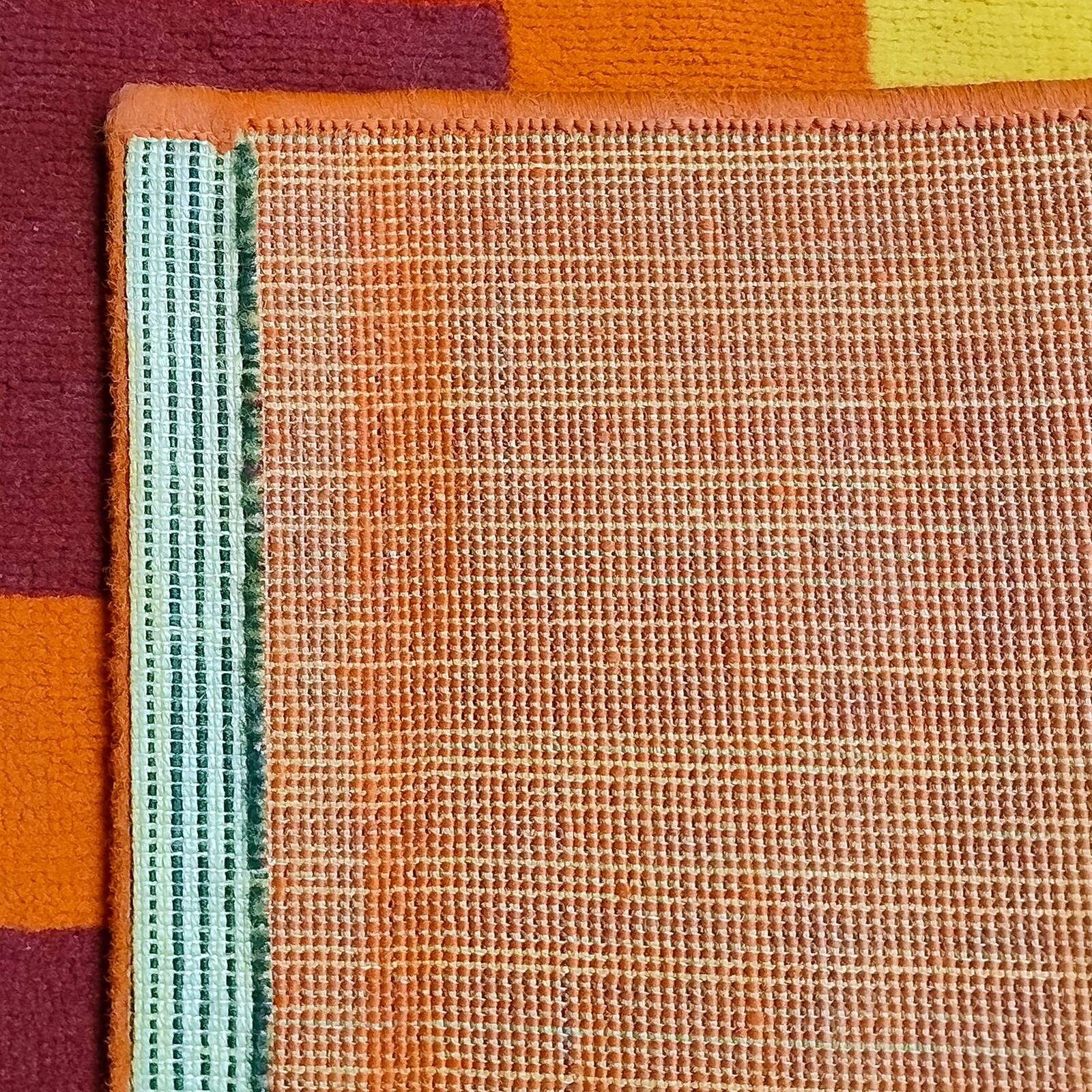 1970s Stunning Geometric Space Age Rug in Wool. Made in Italy