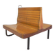 Banc de train en teck double face, années 1930