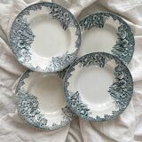 4 deep ironstone plates "Narcisse" Saint Amand A. Lebacqz & M. Bouchart