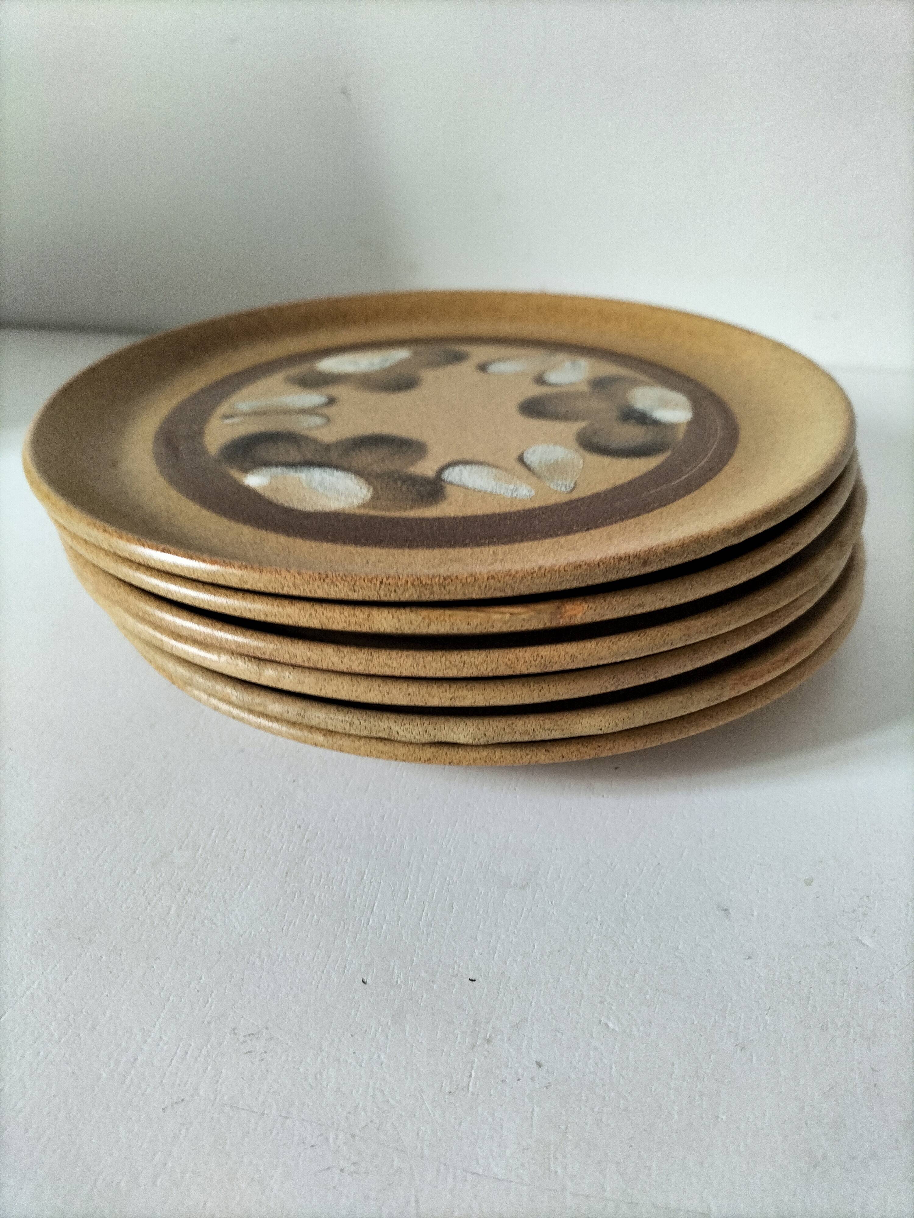 6 dessert plates in stoneware Atelier d’Art Lorraine Sarreguemines