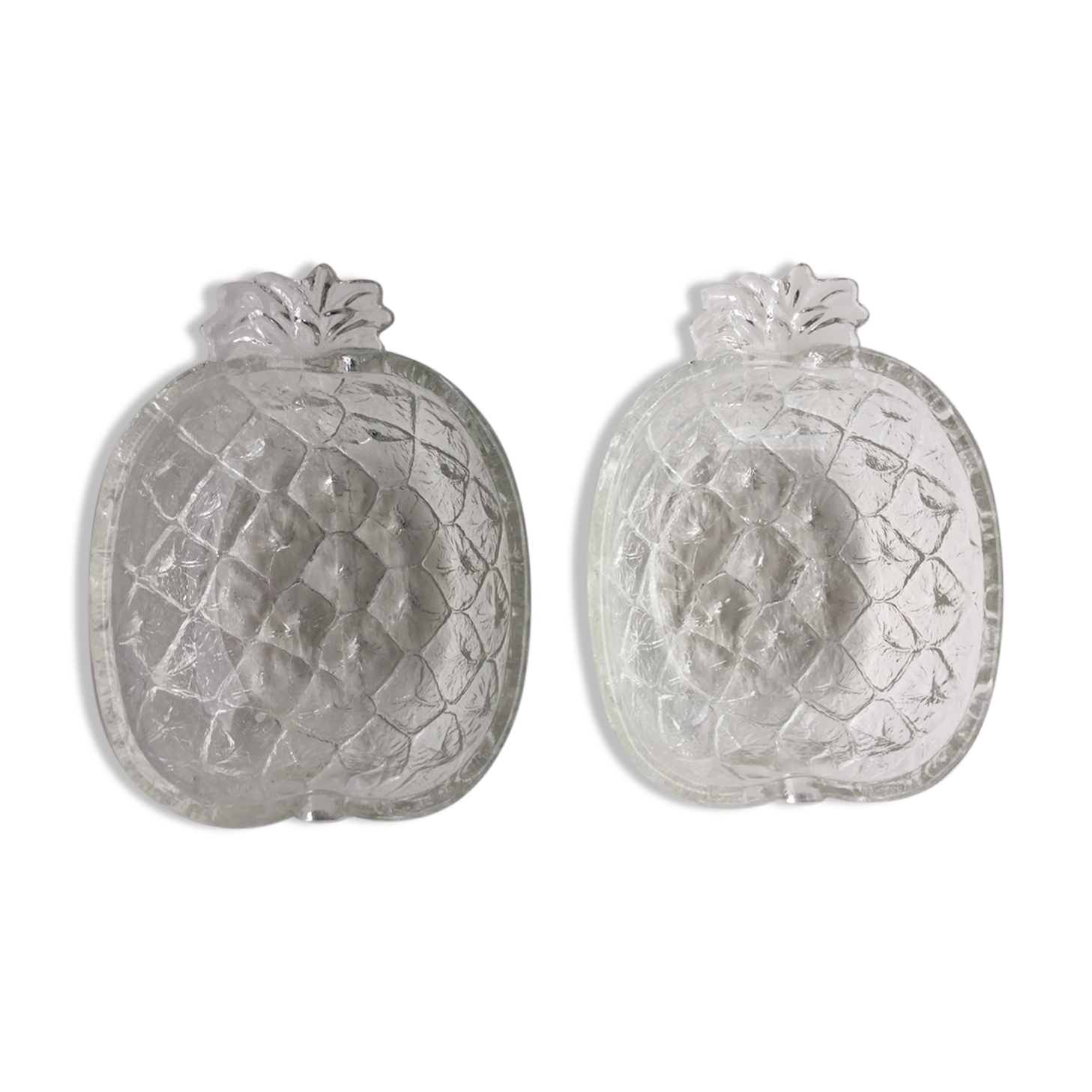 Pair of pineapple glass ramekins