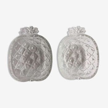 Pair of pineapple glass ramekins