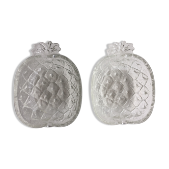Pair of pineapple glass ramekins
