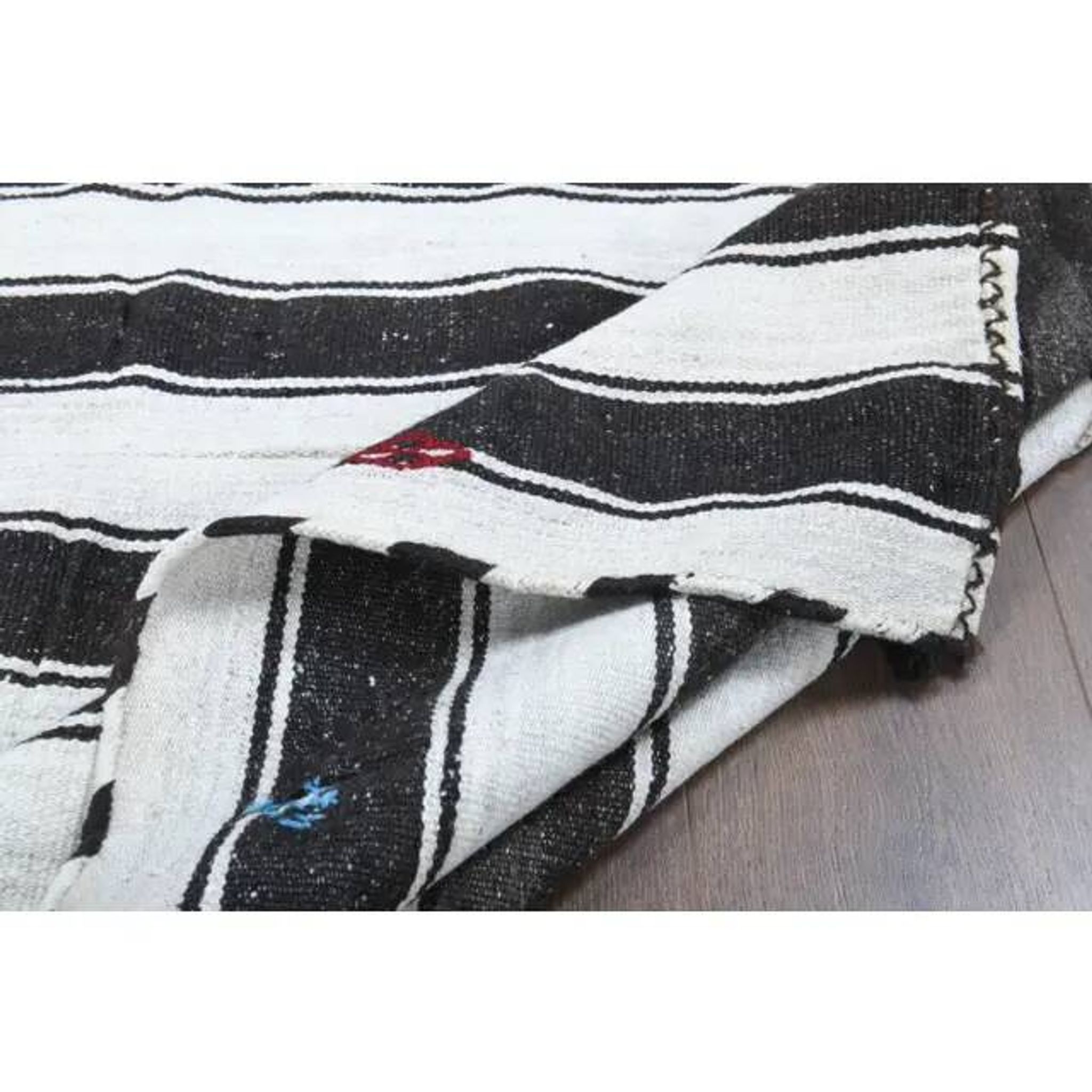 Vintage Turkish Oushak Handmade Cotton White Wool Kilim Area Rug 156x220