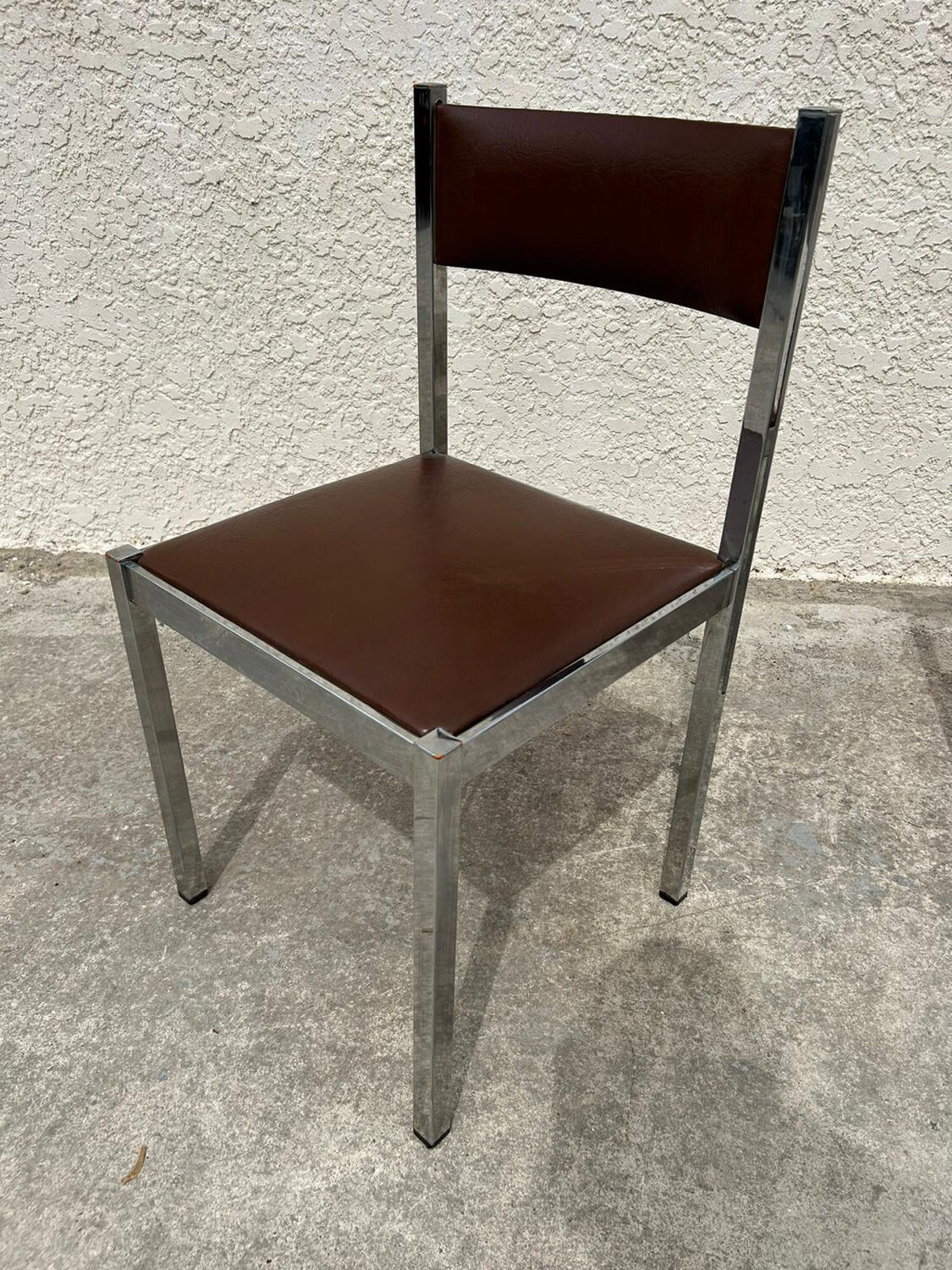 4 vintage leather/iron chairs