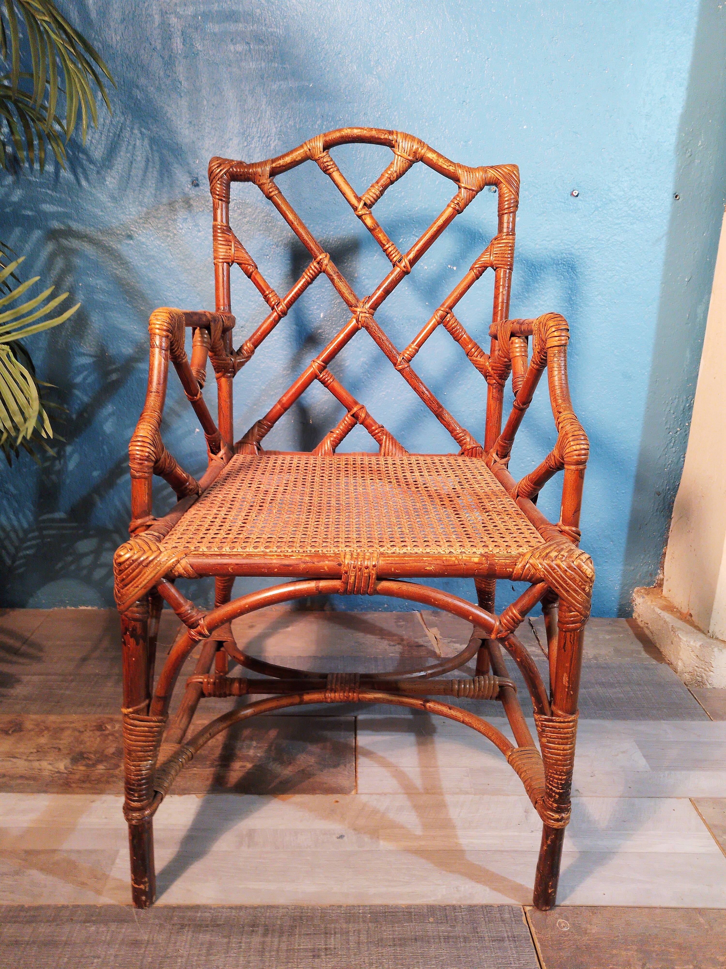 Bamboo armchair & canning 1900s