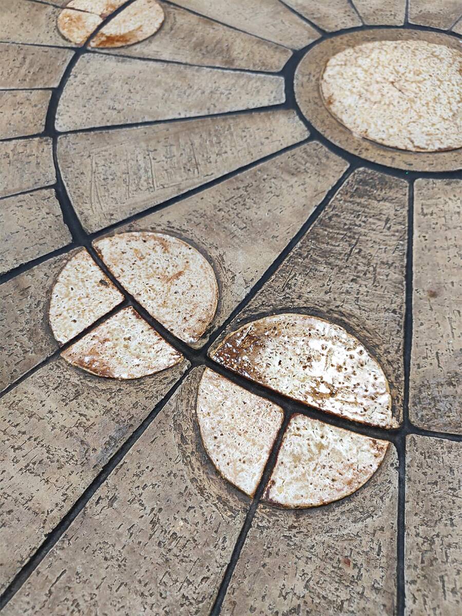 Danish vintage round stone coffee table 'Natures spirit'