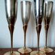 6 champagne flutes in brass and silver plated metal 1970