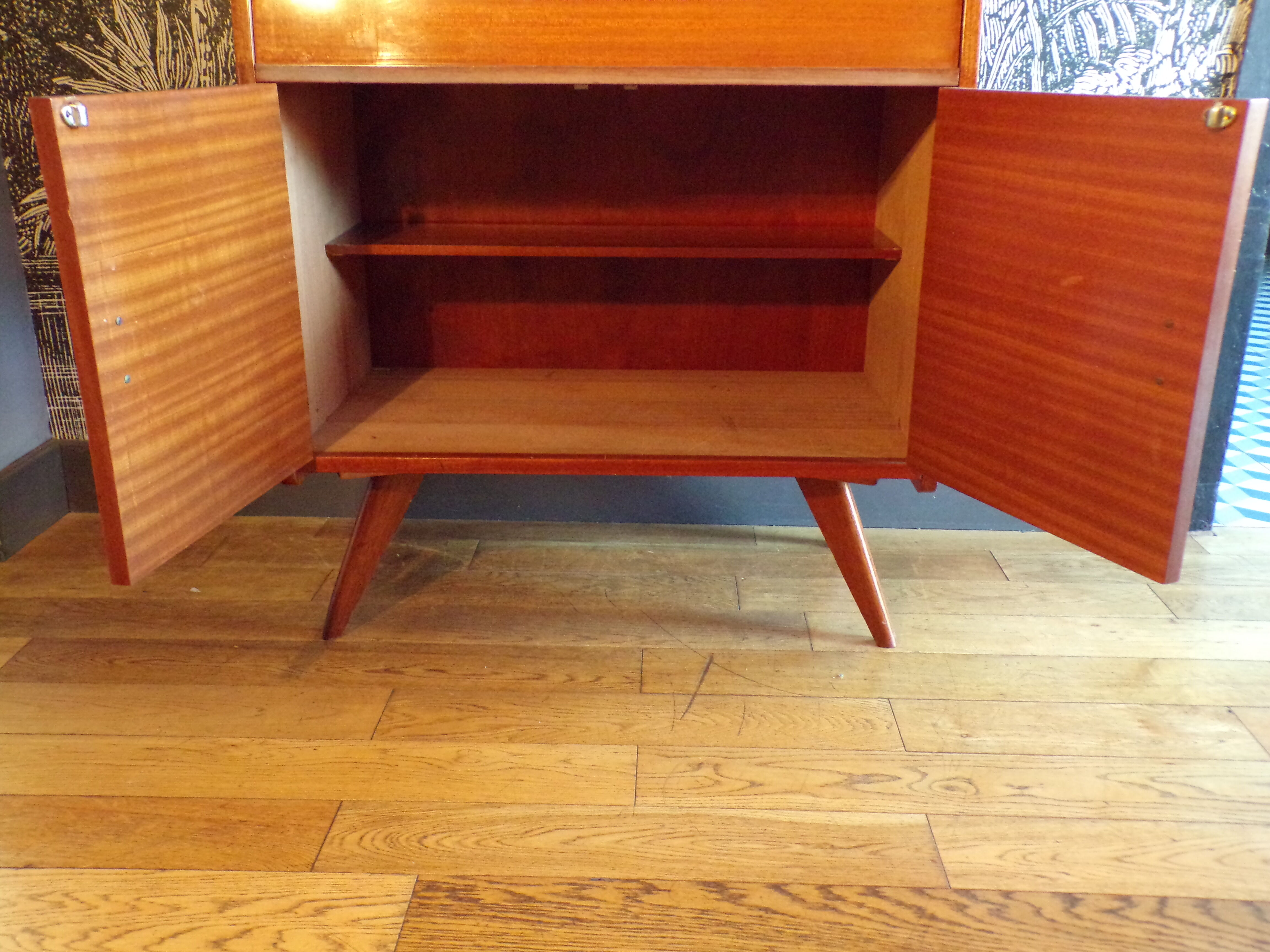 Vintage secretary in varnished teak