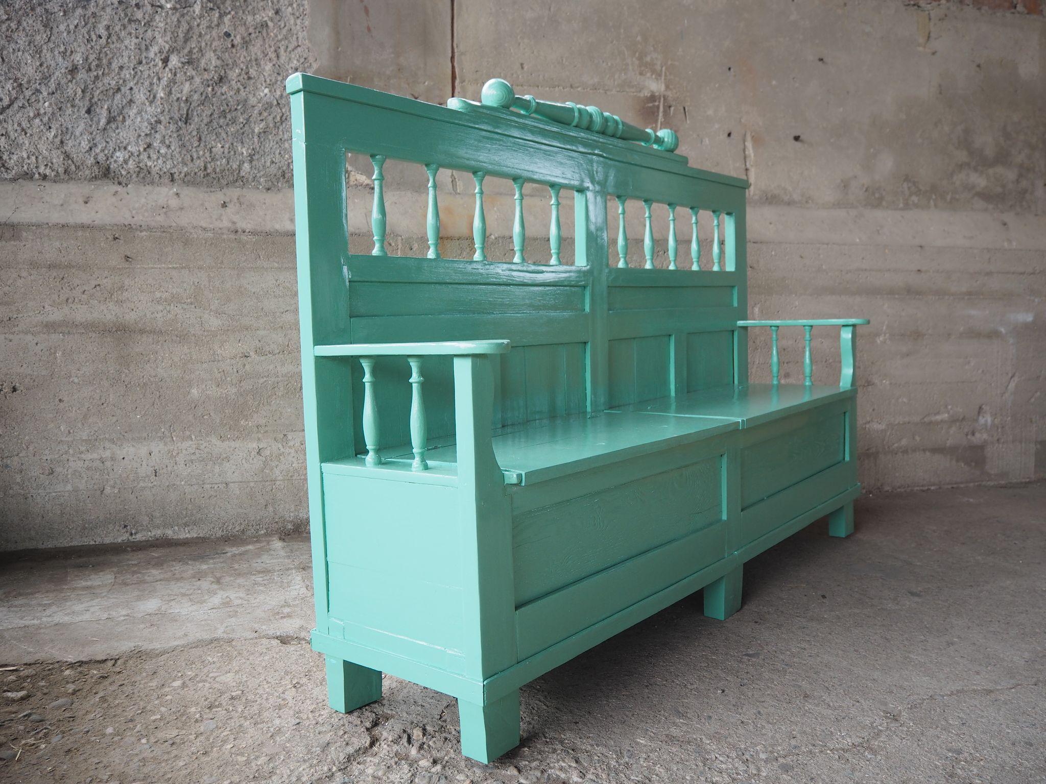 Banc en bois antique, années 1920