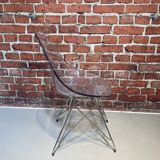 Suite of four plexiglass and metal chairs
