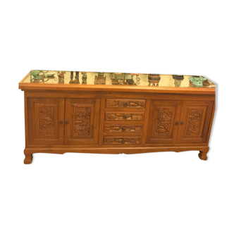 Low furniture in solid carved teak