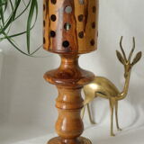 Lampe design vintage en bois d'olivier