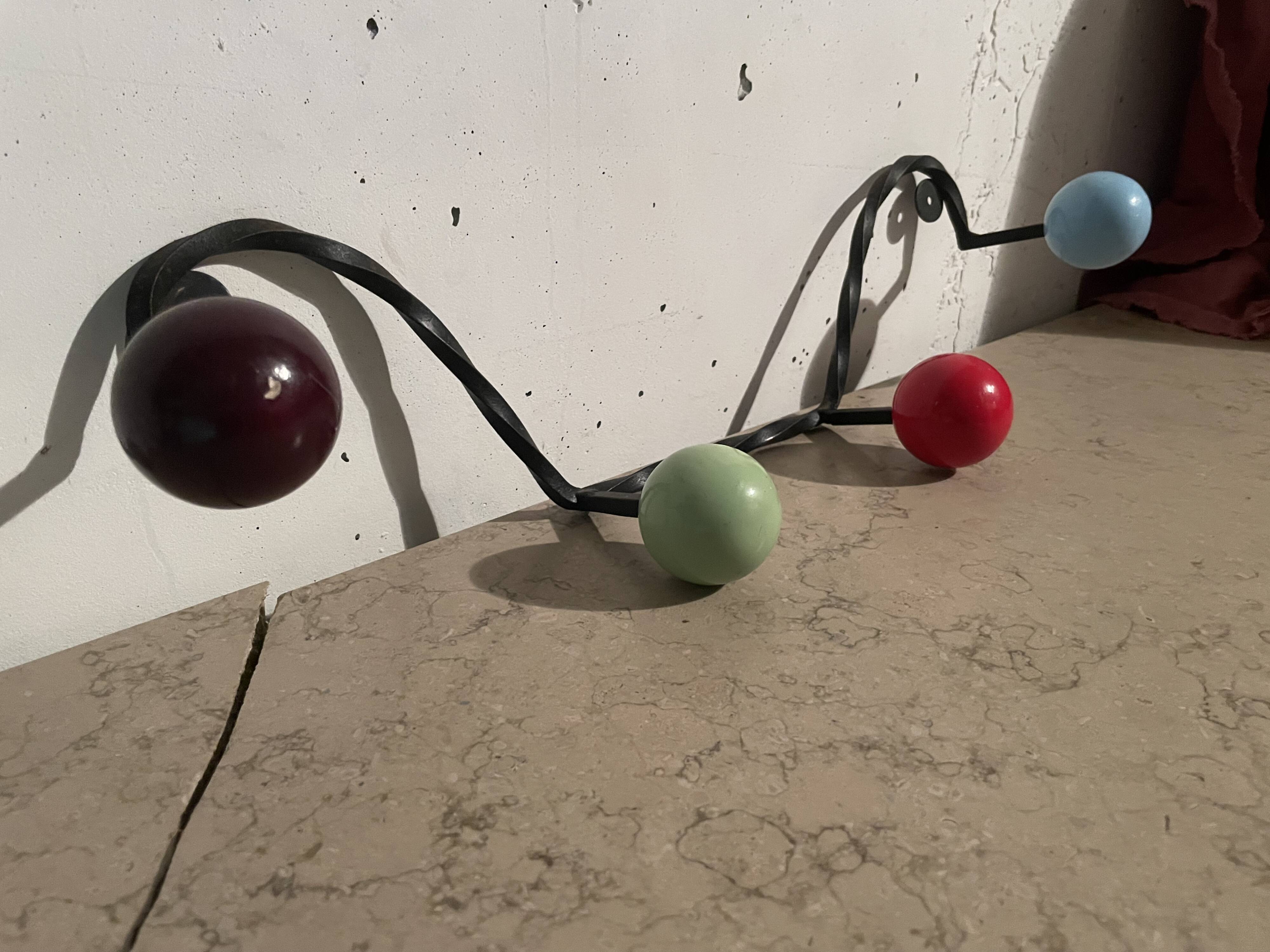 Coat hooks with 4 balls from the 1960s.