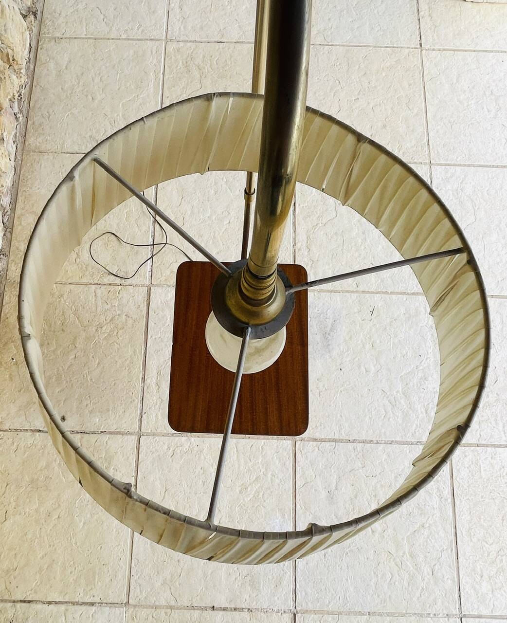 Vintage articulated floor lamp with shelf and magazine holder 1960s