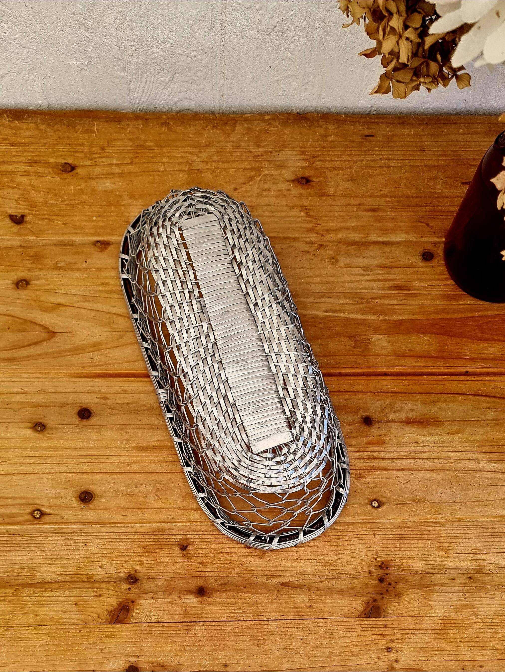 Vintage woven metal basket