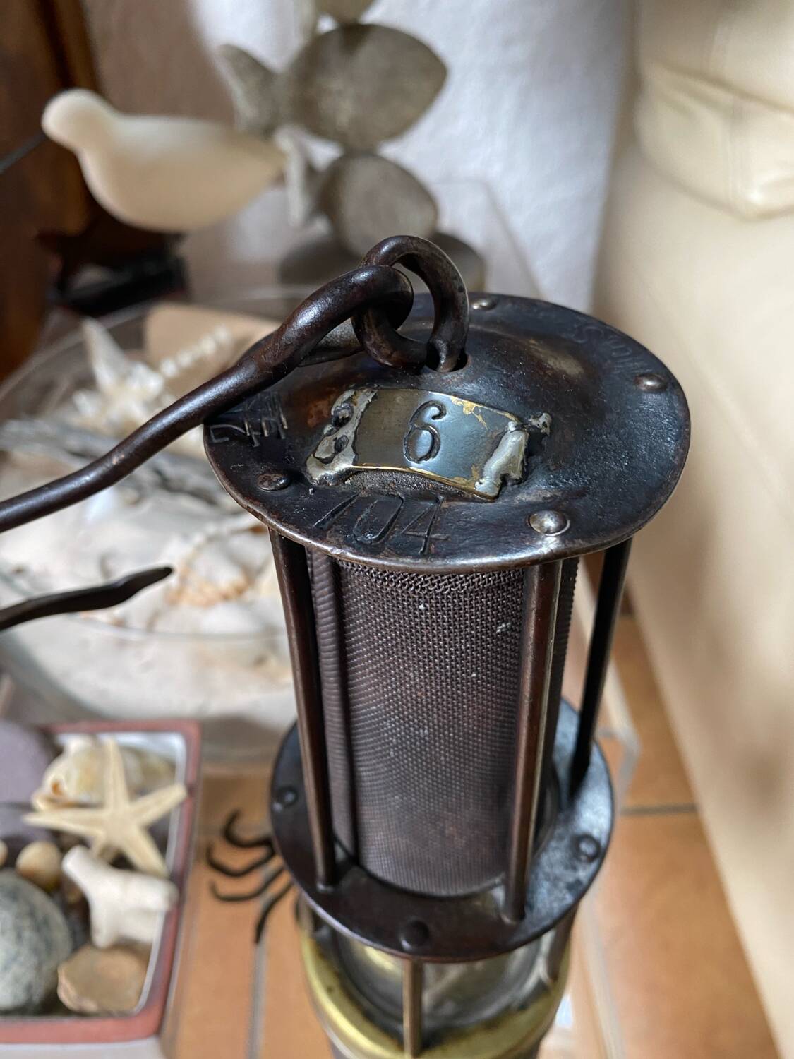 Old numbered miner's lamp