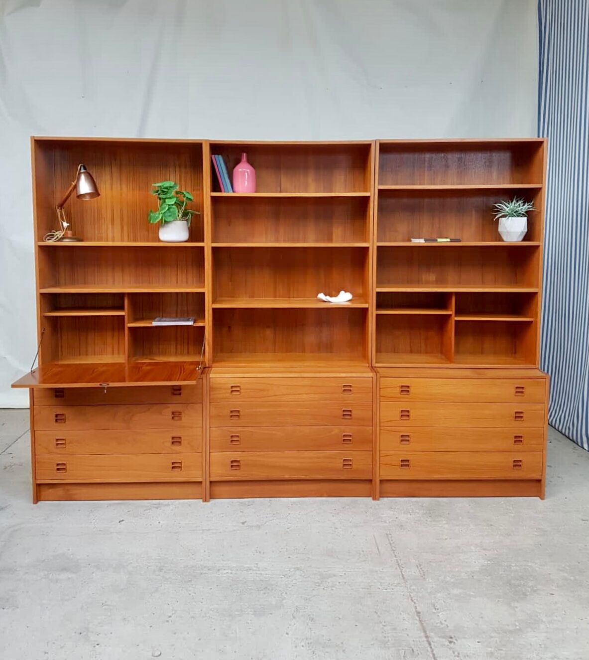 Vtg Mid Century Danish Wall Unit Bureau Room Divide Cabinet Drawers #660